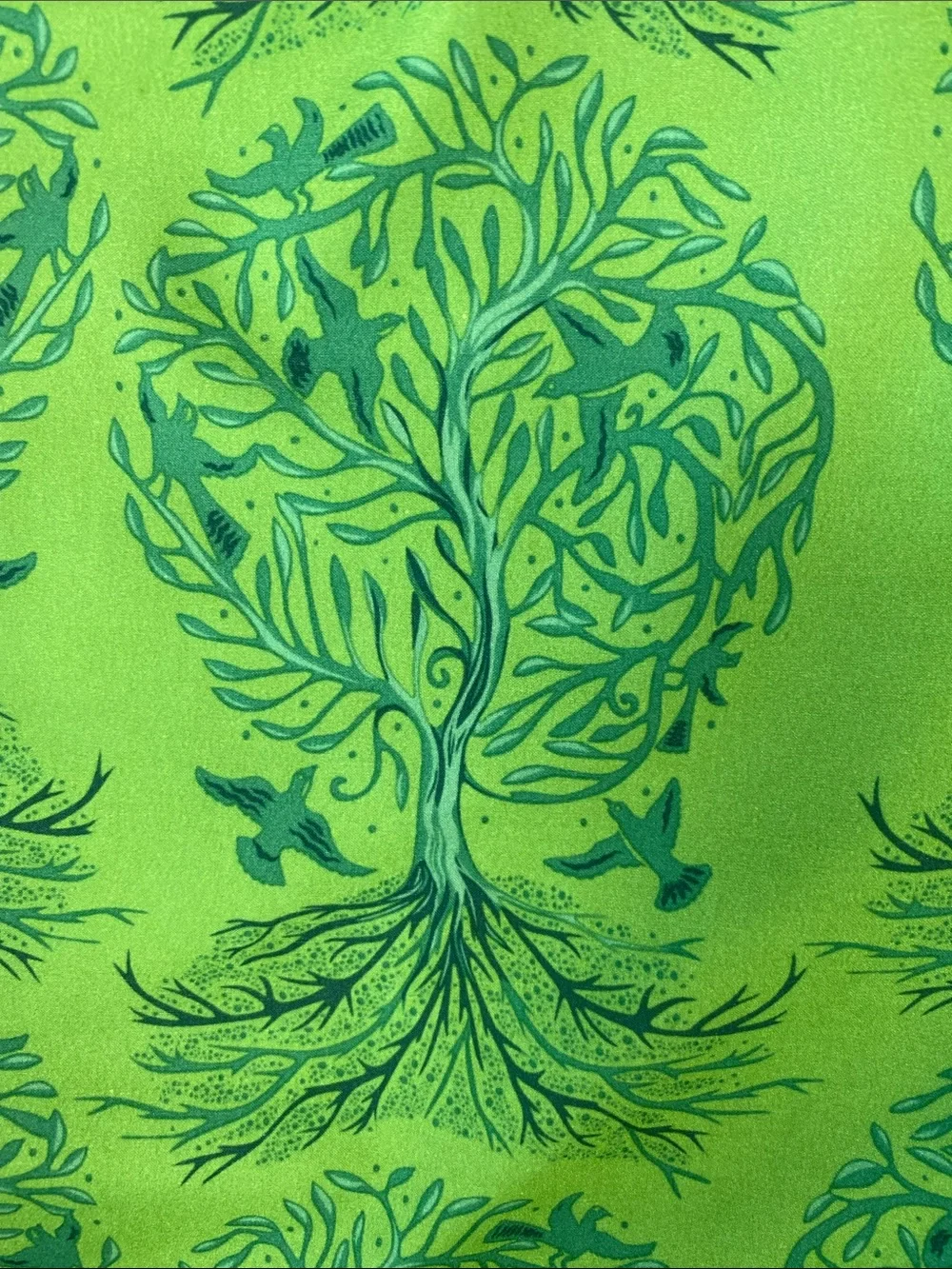 Lime Coral Board Shorts Mens 36 Green Tree Bird Print Swim Surf Beach Shorts